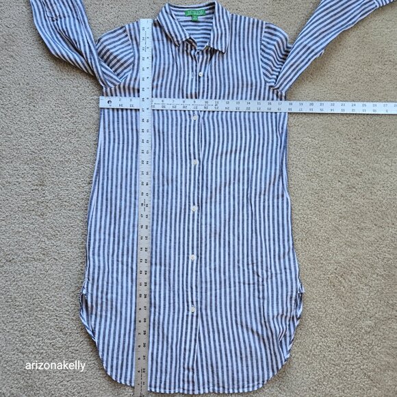 NWOT J. Crew Linen Cotton Button Down Tunic Coverup Shirt Blue White Stripe XXS - Picture 5 of 6